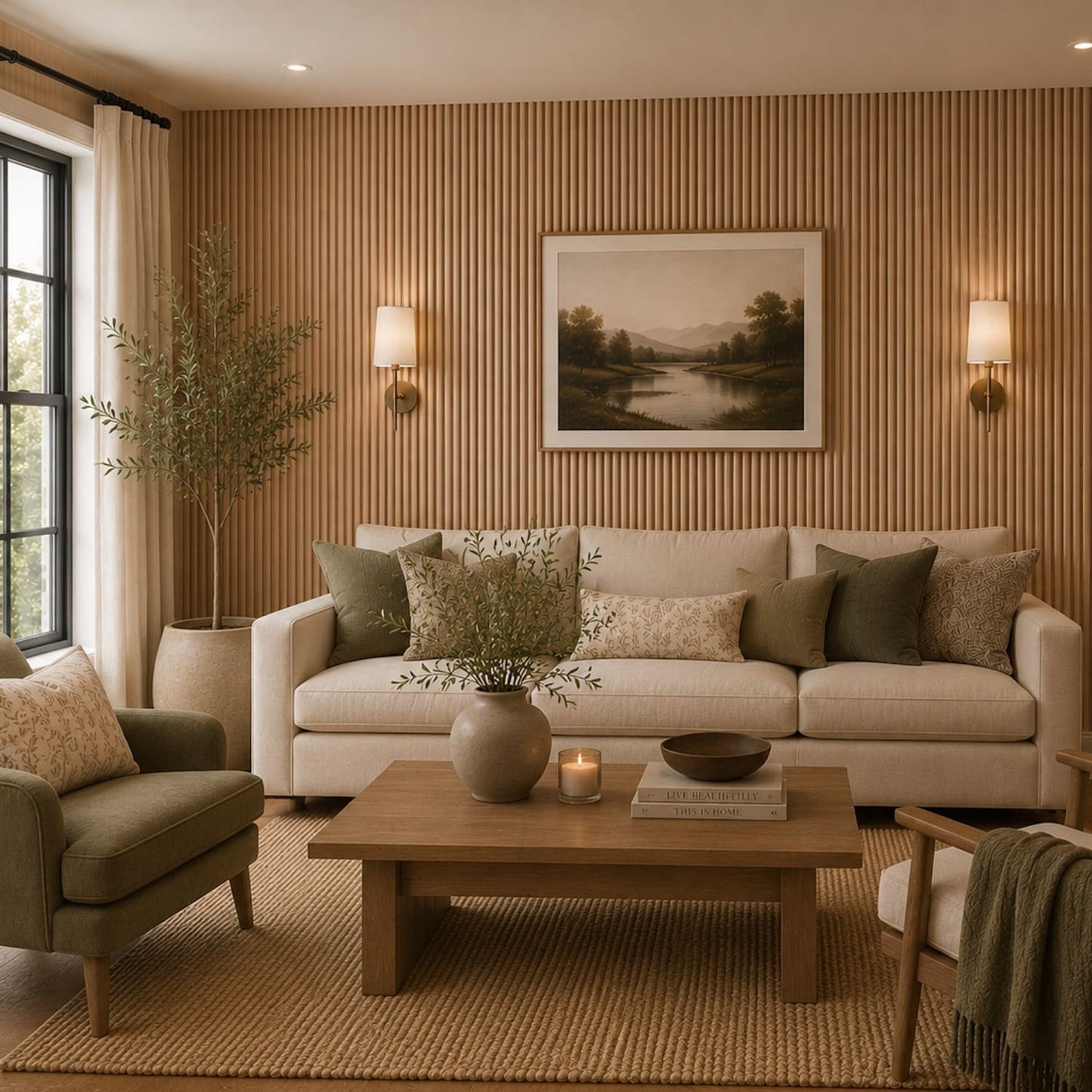 Large Fluted Wall Panels in Natural Oak - 240cm x 60cm