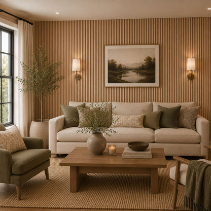 Large Fluted Wall Panels in Natural Oak - 240cm x 60cm