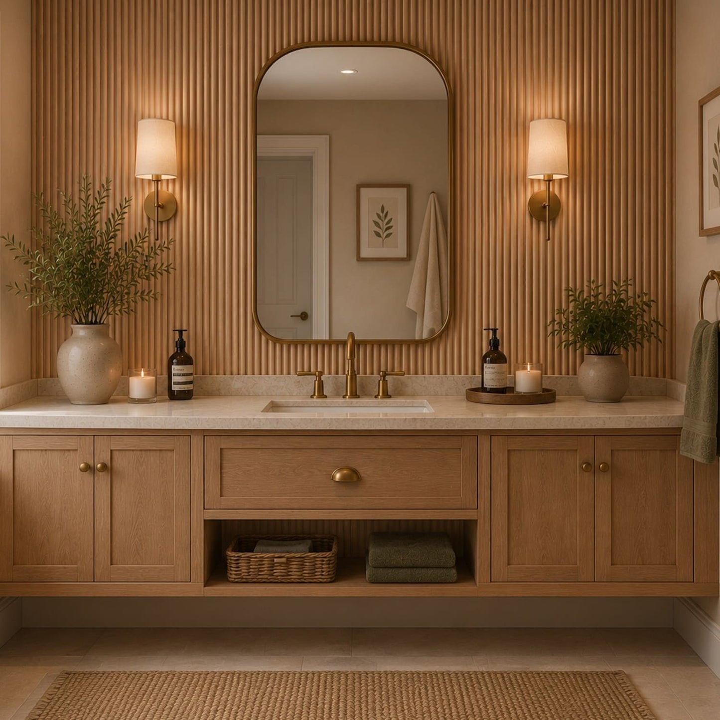 Large Fluted Wall Panels in Natural Oak - 240cm x 60cm
