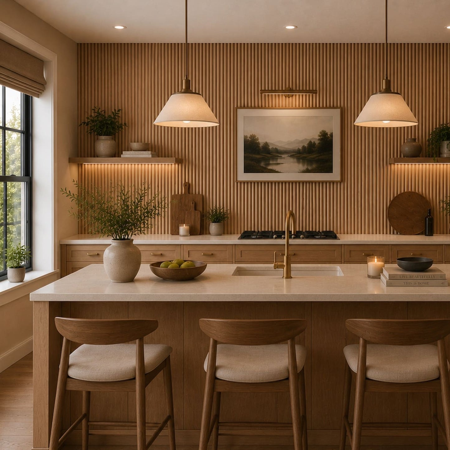 Large Fluted Wall Panels in Natural Oak - 240cm x 60cm