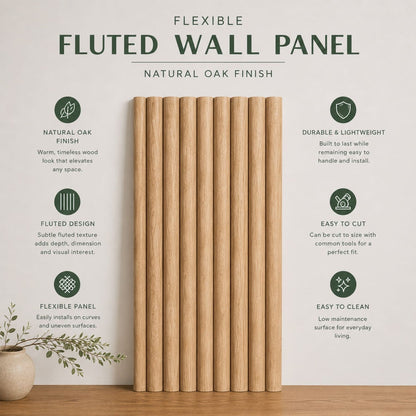 Large Fluted Wall Panels in Natural Oak - 240cm x 60cm