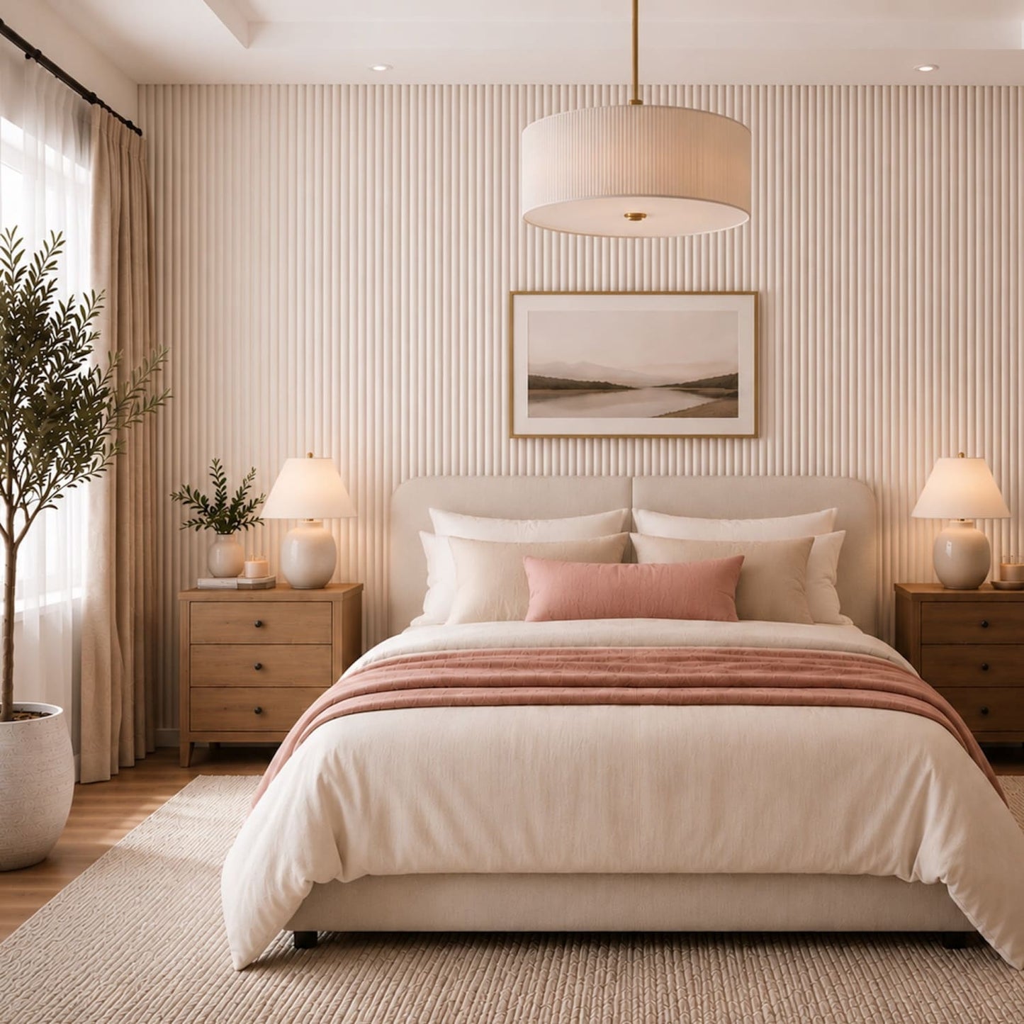 Large Fluted Wall Panels in Off White Scallop - 240cm x 60cm