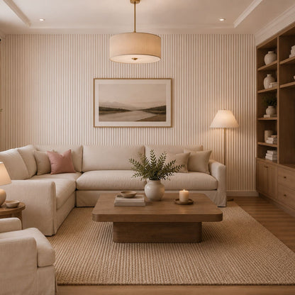 Large Fluted Wall Panels in Off White Scallop - 240cm x 60cm