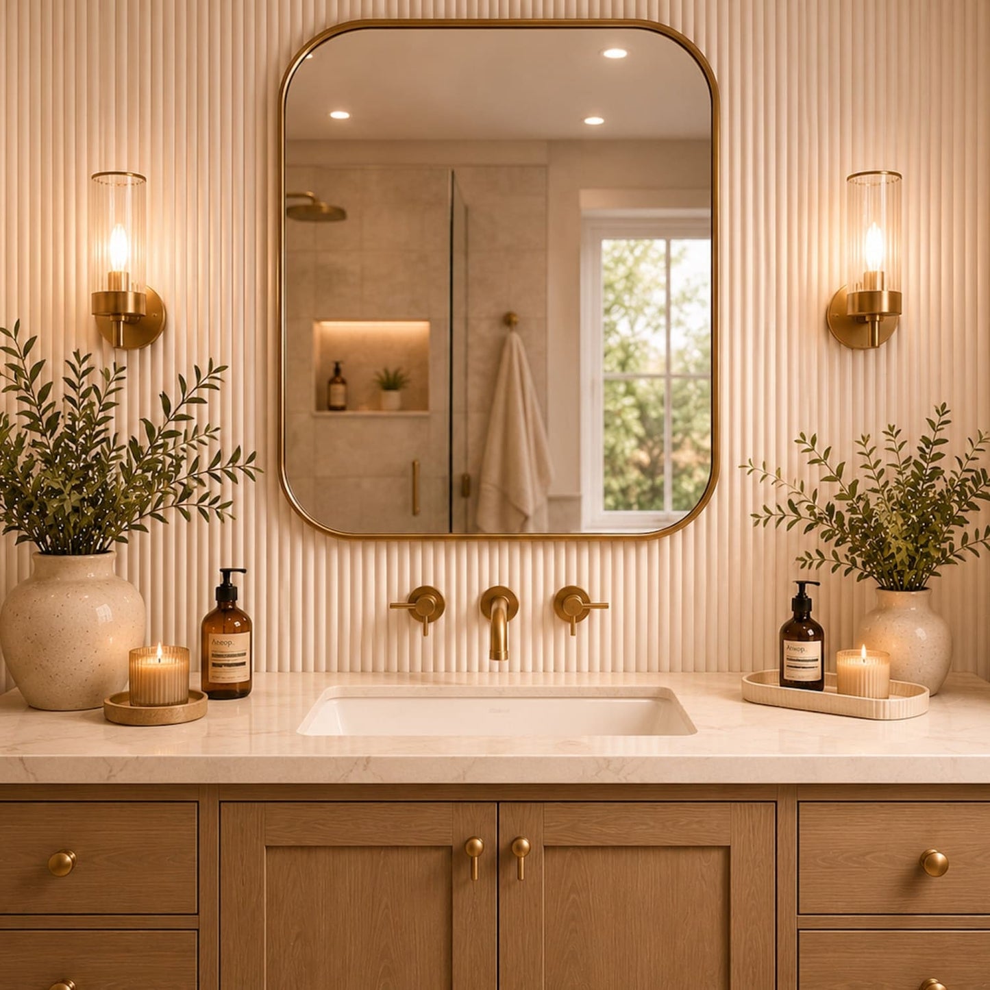 Large Fluted Wall Panels in Off White Scallop - 240cm x 60cm