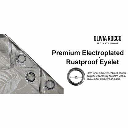 Leaf Natural Sparkle Blackout Curtains Super Soft Thermal Insulated Eyelet Drapes for Living Room & Bedroom 2 Panels by OLIVIA ROCCO