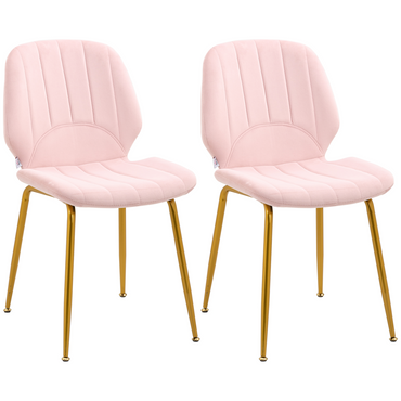 Aurora Modern Dining Chairs Set of 2 with Padded Seat and Steel Legs, Pink
