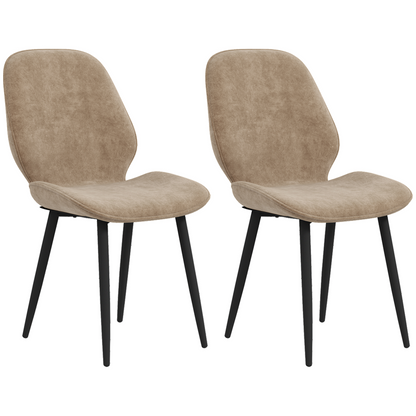 Aurora Dining Chairs Set of 2, Upholstered Kitchen Chairs with Metal Legs, Brown