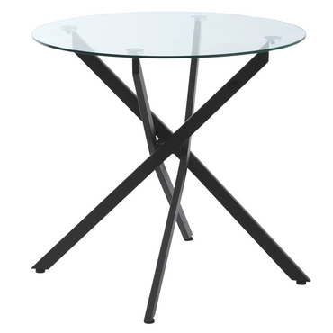 Aurora Clear Glass Side Table Round Metal Dining Table Dining Black