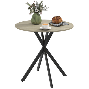 Aurora 80cm Round Dining Table, Industrial Kitchen Table with Steel Legs