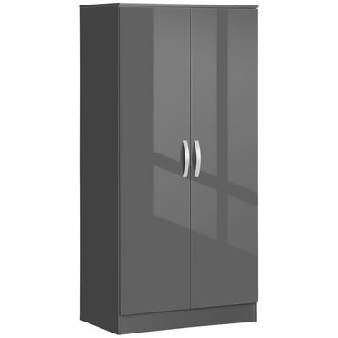Aurora Modern Wardrobe Closet, Clothes Cabinet with High Glossing Door, Grey