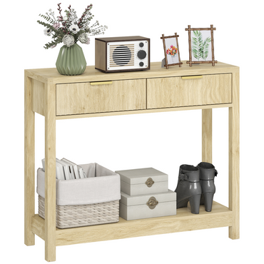 Modern Console Table with Fluted Panel Drawers, Narrow Hallway Table