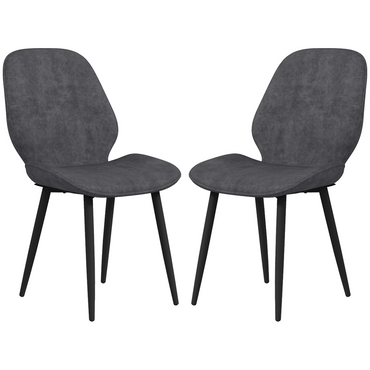 Aurora Dining Chairs Set of 2, Upholstered Kitchen Chairs with Metal Legs, Grey