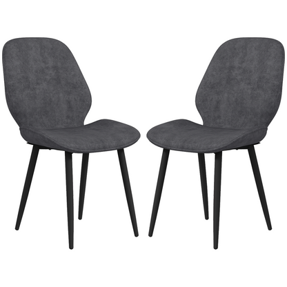 Aurora Dining Chairs Set of 2, Upholstered Kitchen Chairs with Metal Legs, Grey