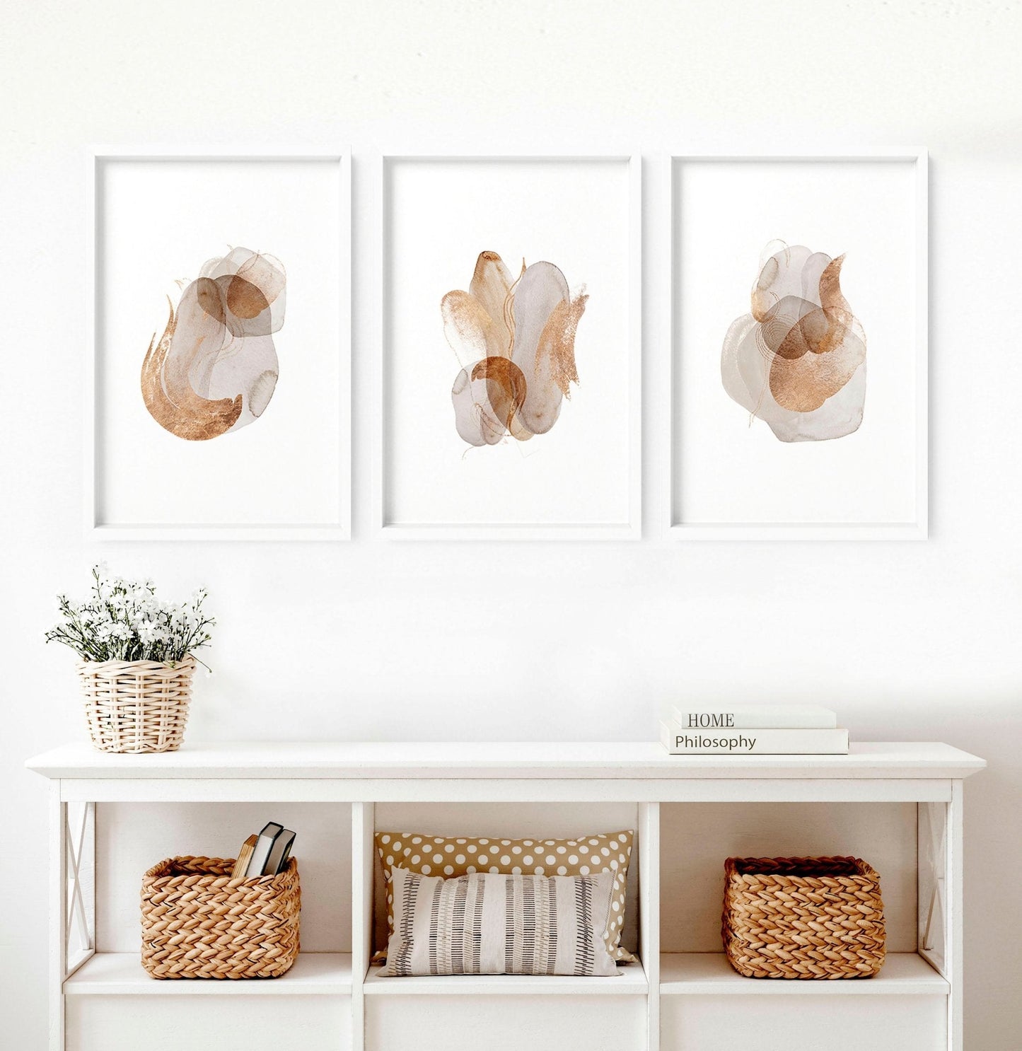 Set of 3 wall art Mid century modern style