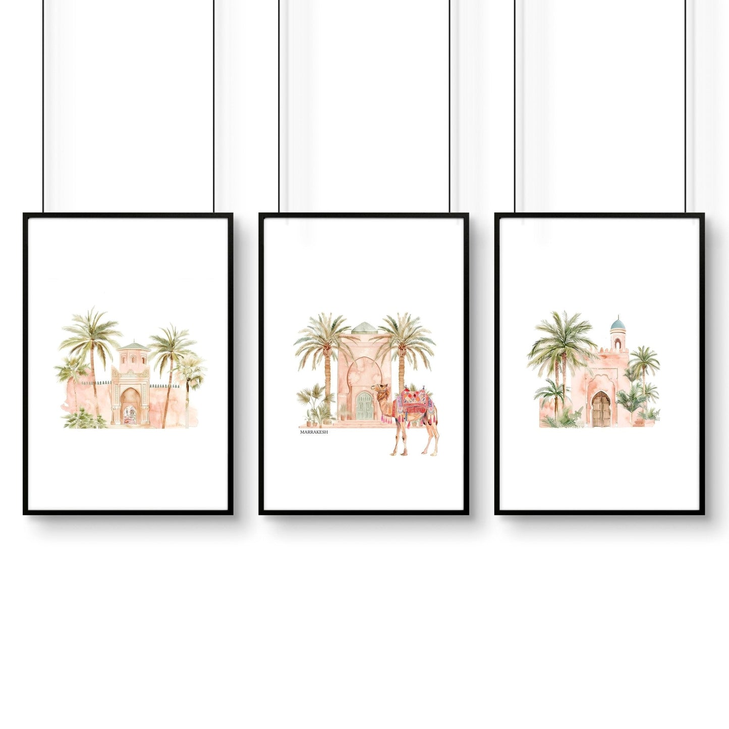 Modern Art Wall Decoration | Set of 3 Moroccan Inspired Wall art Prints
