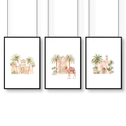 Modern Art Wall Decoration | Set of 3 Moroccan Inspired Wall art Prints