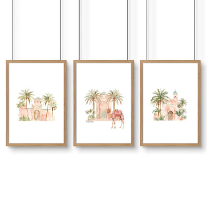 Modern Art Wall Decoration | Set of 3 Moroccan Inspired Wall art Prints