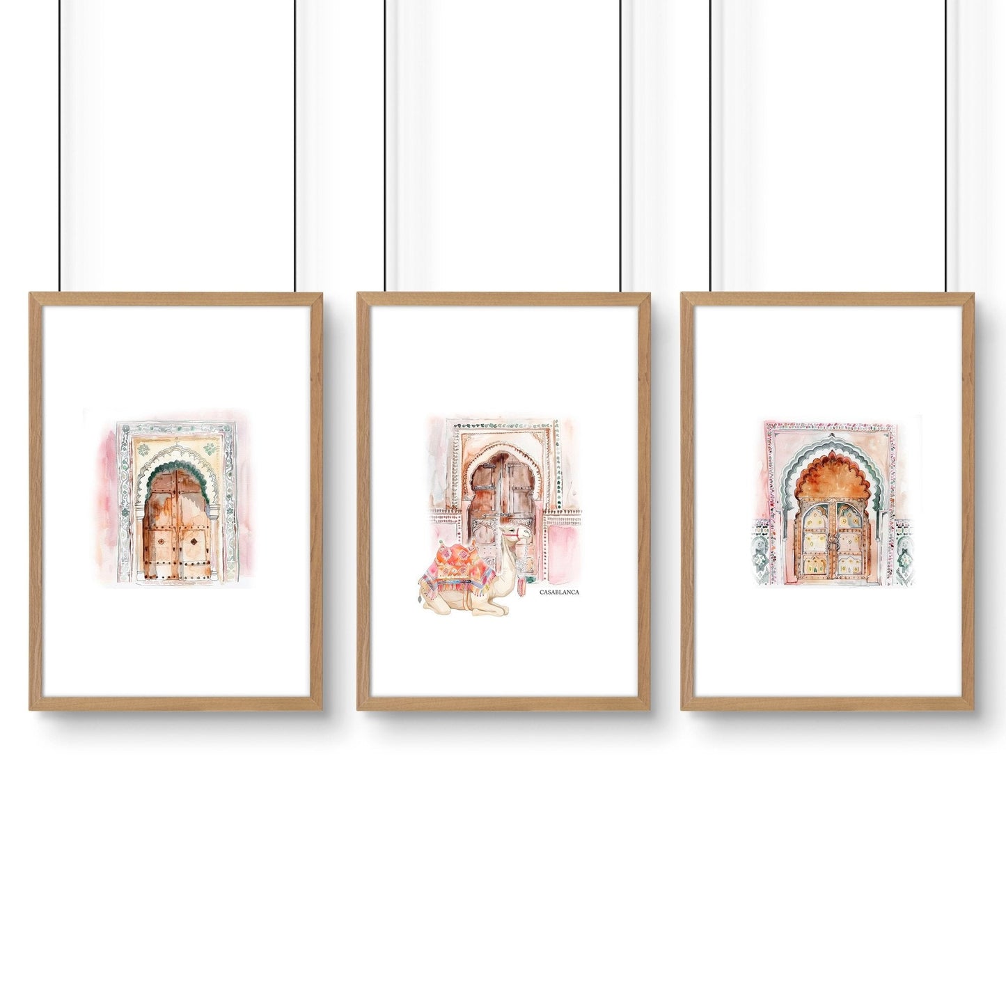 Modern Artwork For Walls | Set of 3 Moroccan Inspired Wall art Prints