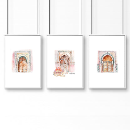 Modern Artwork For Walls | Set of 3 Moroccan Inspired Wall art Prints
