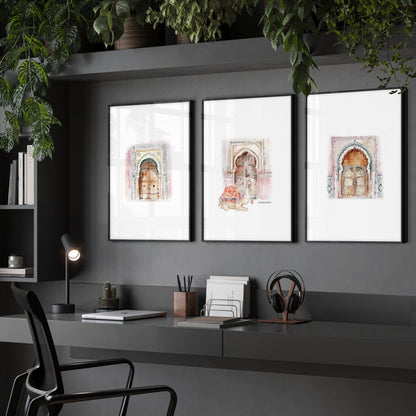 Modern Artwork For Walls | Set of 3 Moroccan Inspired Wall art Prints