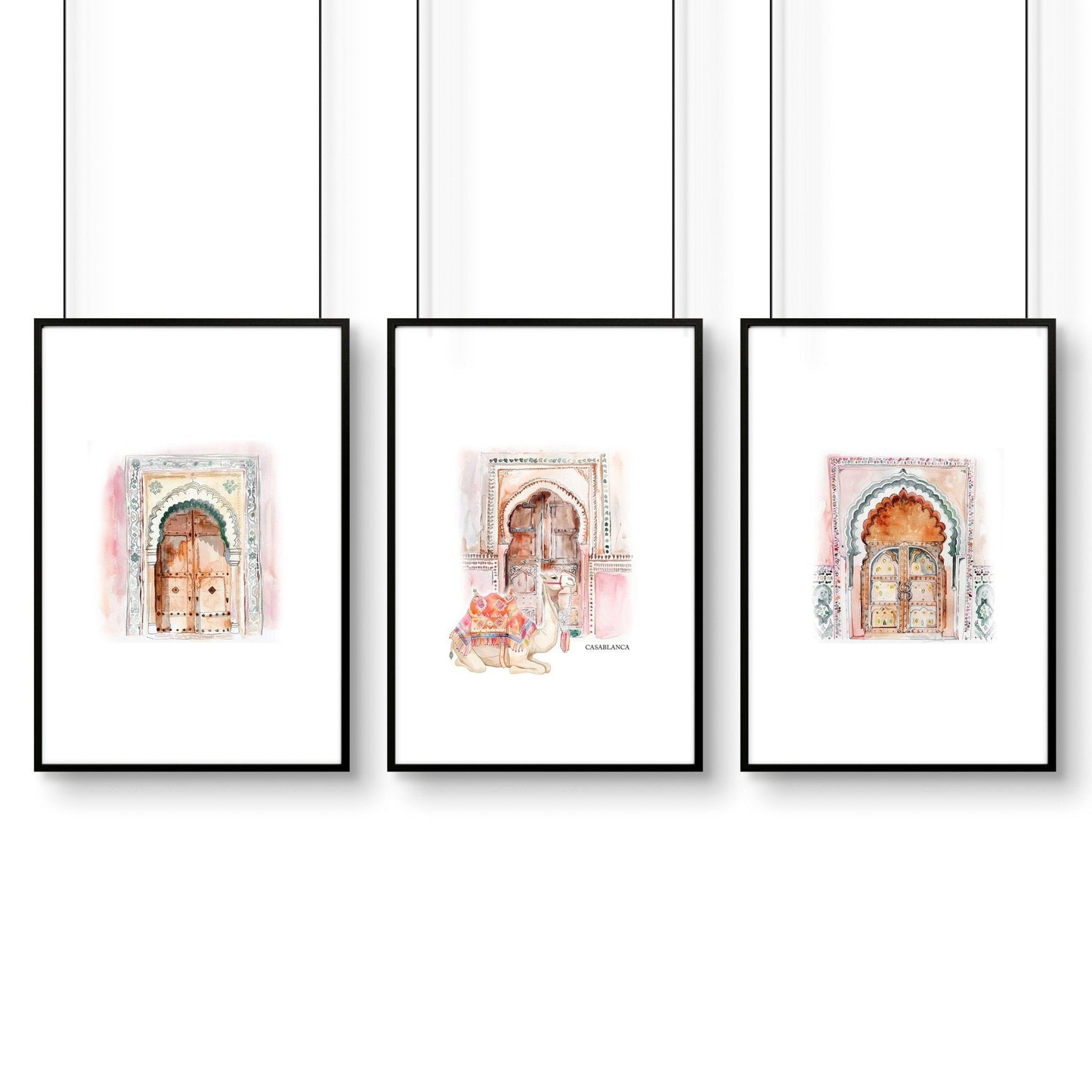 Modern Artwork For Walls | Set of 3 Moroccan Inspired Wall art Prints