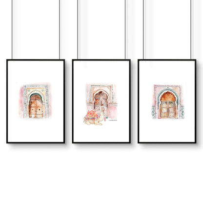 Modern Artwork For Walls | Set of 3 Moroccan Inspired Wall art Prints