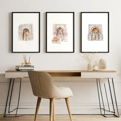 Modern Artwork For Walls | Set of 3 Moroccan Inspired Wall art Prints