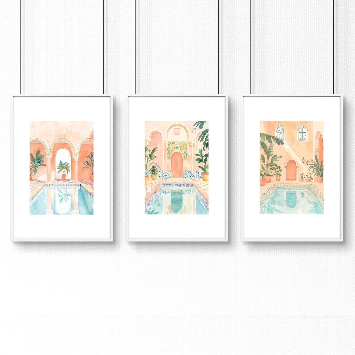 Modern Artwork Paintings | Set of 3 Beach Decor Wall art Prints