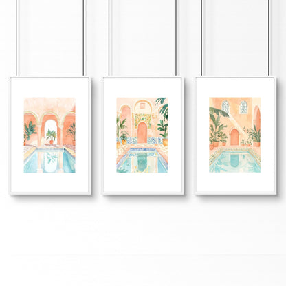 Modern Artwork Paintings | Set of 3 Beach Decor Wall art Prints