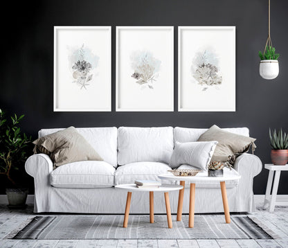 Modern beach house decor | Set of 3 wall art prints
