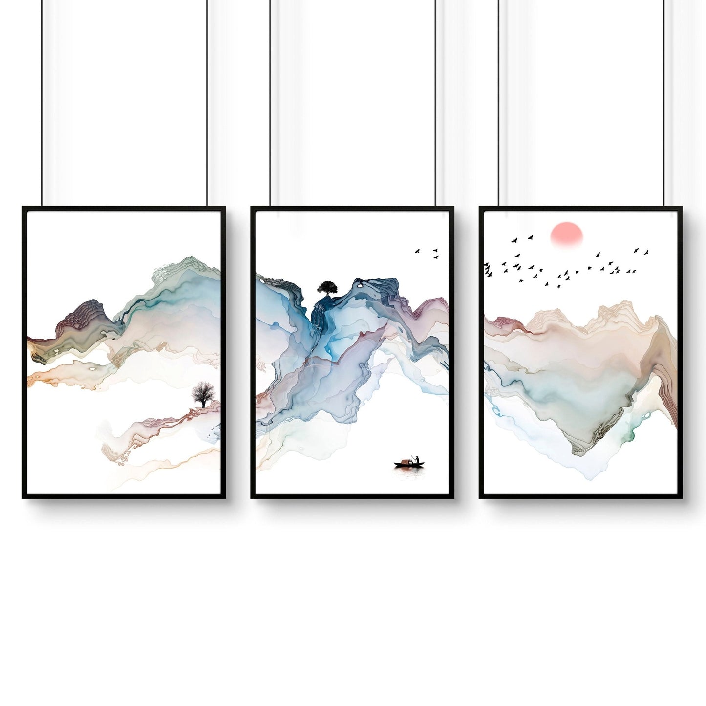 Modern home office ideas | set of 3 wall art prints