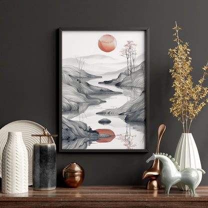 Modern Living Room Art | Set of 3 Asian Inspired Wall art Prints