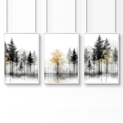 Modern Living Room Wall Art | Set of 3 Asian Inspired Wall art Prints