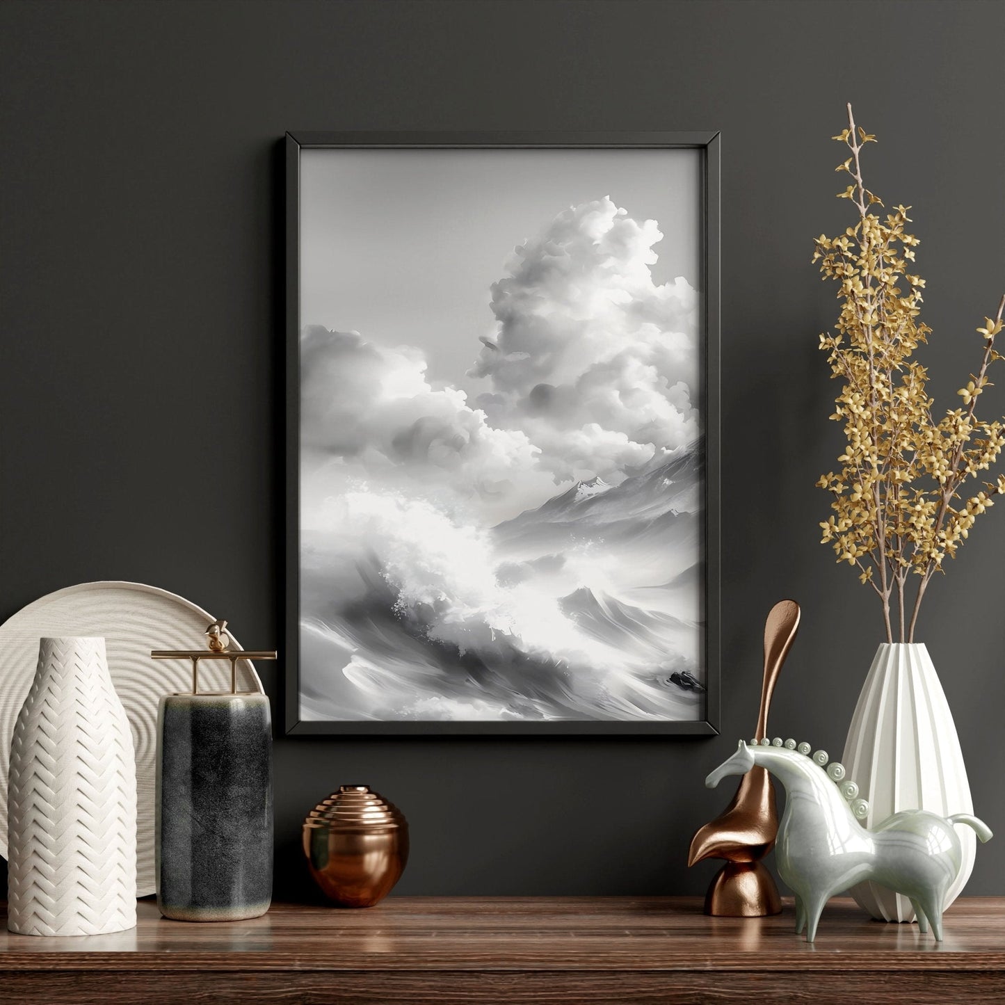 Modern Living Room Wall Decor | Set of 3 Asian Inspired Wall art Prints