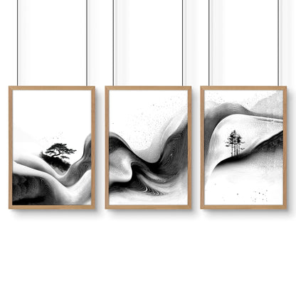 Modern Wall Art Living Room | Set of 3 Asian Inspired Wall art Prints