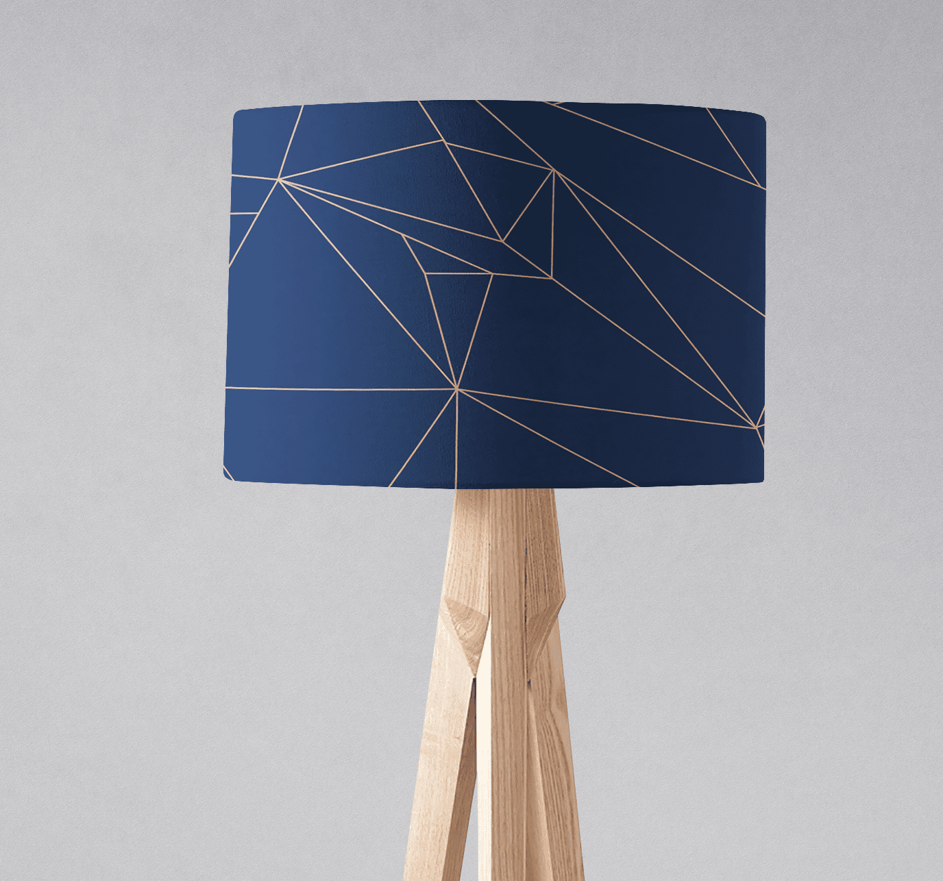 Navy Blue Drum Lampshade, Rose Gold Line Design Shade for Table, Floor or Ceiling Pendant Light
