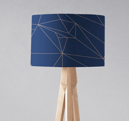 Navy Blue Drum Lampshade, Rose Gold Line Design Shade for Table, Floor or Ceiling Pendant Light