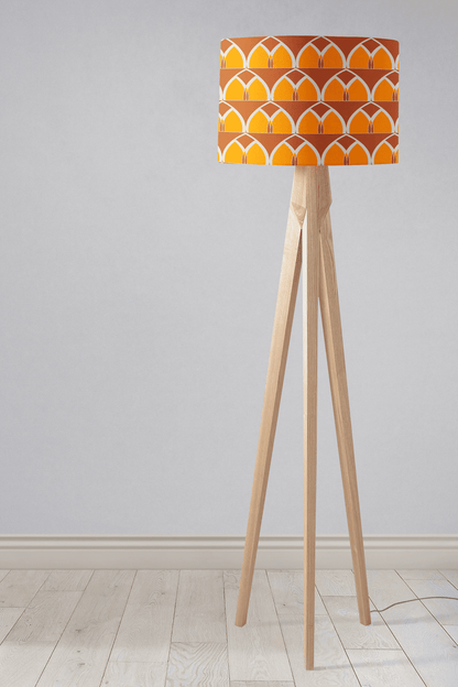Orange and Yellow Drum Lampshade, Geometric Arches Design Shade for Table, Floor or Ceiling Pendant Light