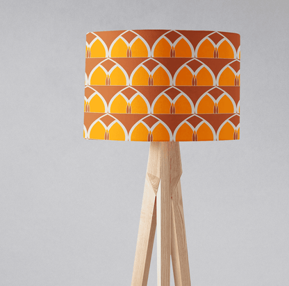 Orange and Yellow Drum Lampshade, Geometric Arches Design Shade for Table, Floor or Ceiling Pendant Light