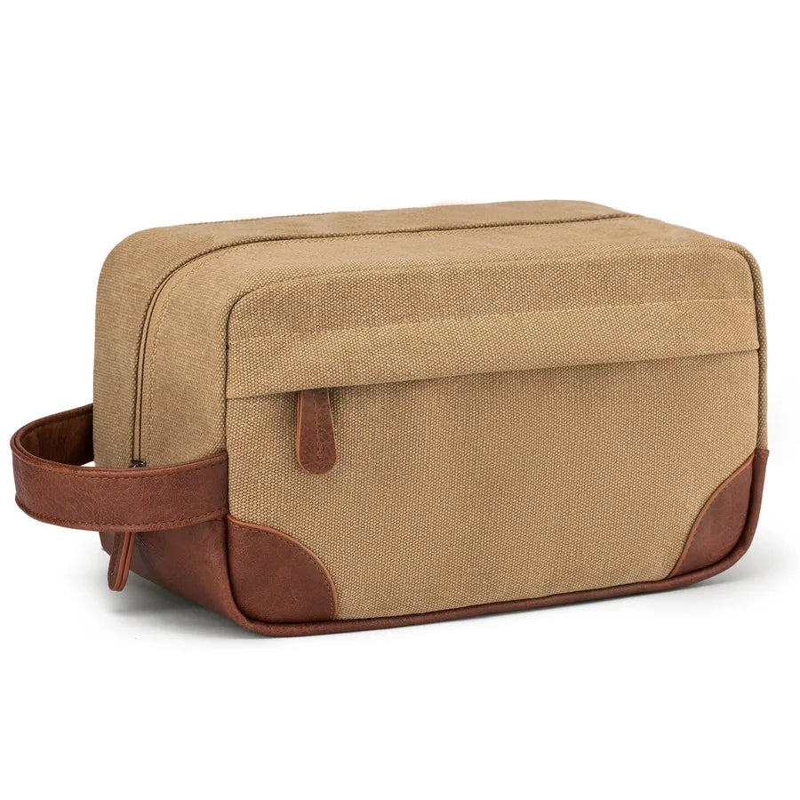Solid Color Canvas Zipper Cosmetic Bag For Men