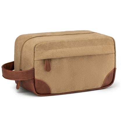 Solid Color Canvas Zipper Cosmetic Bag For Men