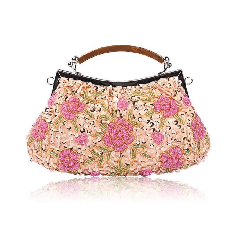 Polyester Flower Beading Pillow Shape Evening Bags