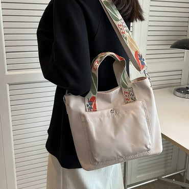 Women's Large Cloth Solid Color Sports Square Zipper Shoulder Bag Handbag