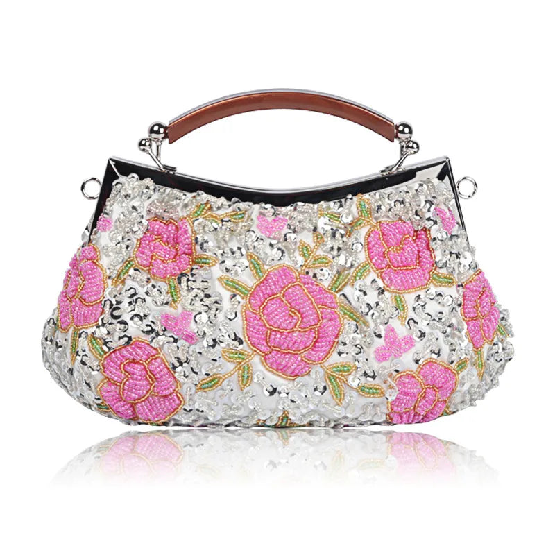 Polyester Flower Beading Pillow Shape Evening Bags