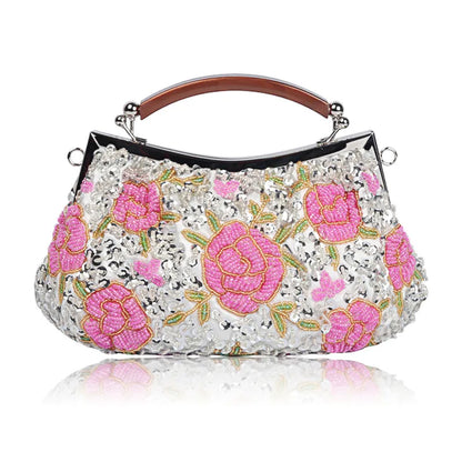 Polyester Flower Beading Pillow Shape Evening Bags