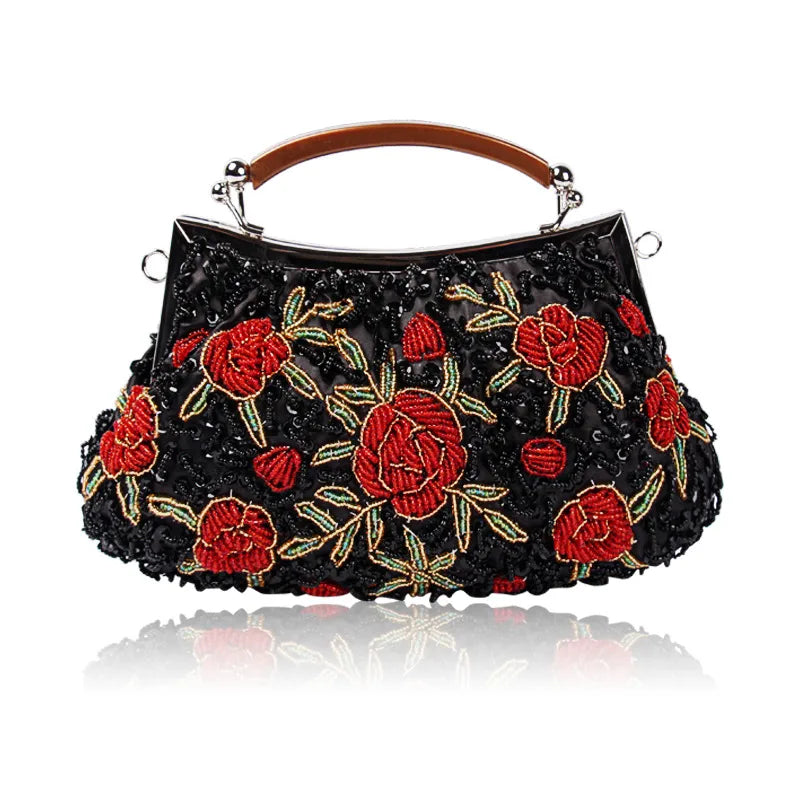 Polyester Flower Beading Pillow Shape Evening Bags