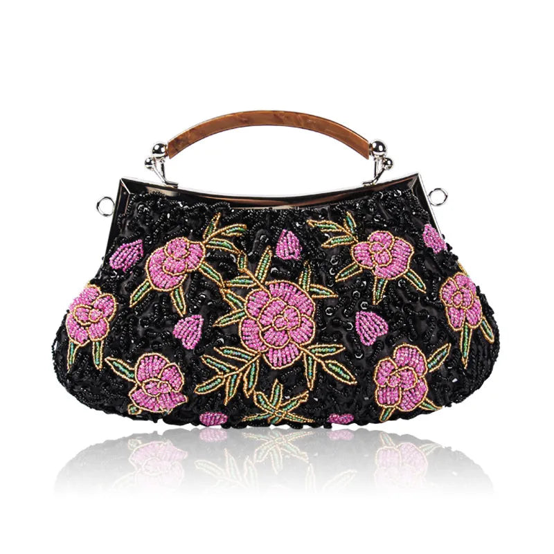 Polyester Flower Beading Pillow Shape Evening Bags