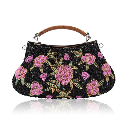 Polyester Flower Beading Pillow Shape Evening Bags