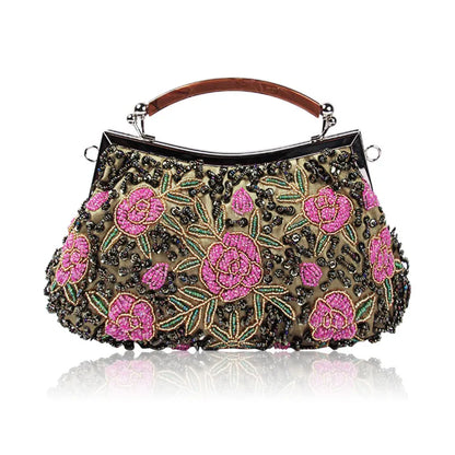 Polyester Flower Beading Pillow Shape Evening Bags