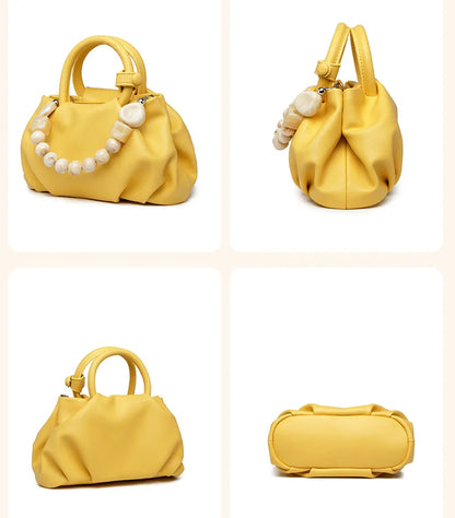 Women's Medium Pu Leather Solid Color Streetwear Beading Magnetic Buckle Cloud Shape Bag